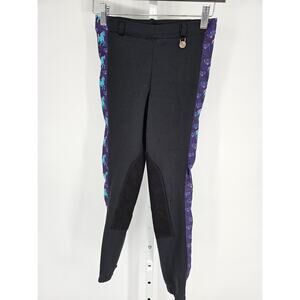 Royal Highness Girls Sz M Riding Equestrian Pants Black w/ Purple Trim